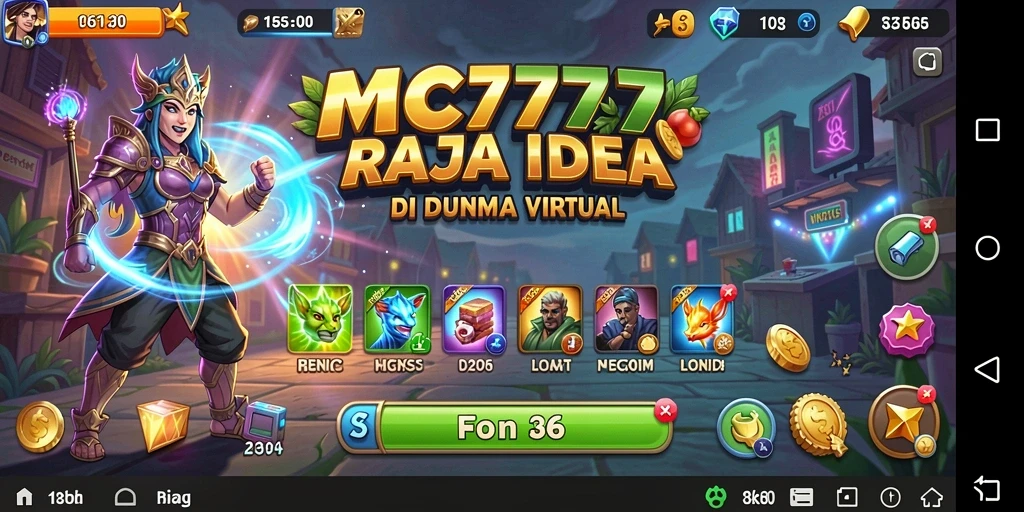 Tampilan gameplay MC777 yang menampilkan pembangunan kerajaan Idle.