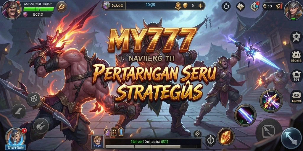 Tampilan aksi intens di gameplay MY777 dengan karakter bertarung.