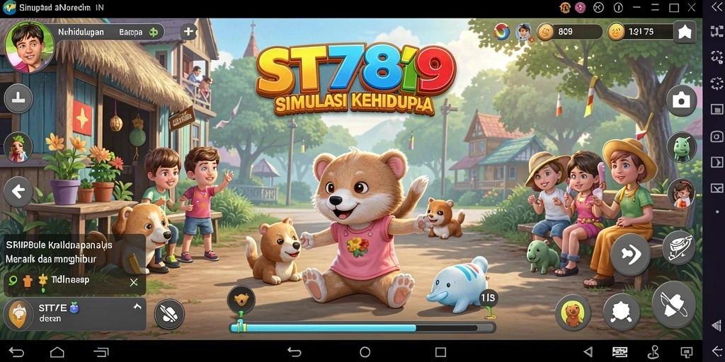 Screenshot gameplay ST789 menunjukkan interaksi karakter dalam dunia simulasi yang dinamis.