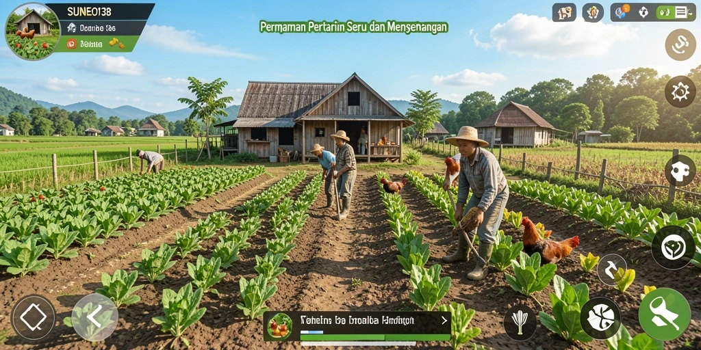 Tampilan gameplay menakjubkan dari SUNEO138 saat bertani.