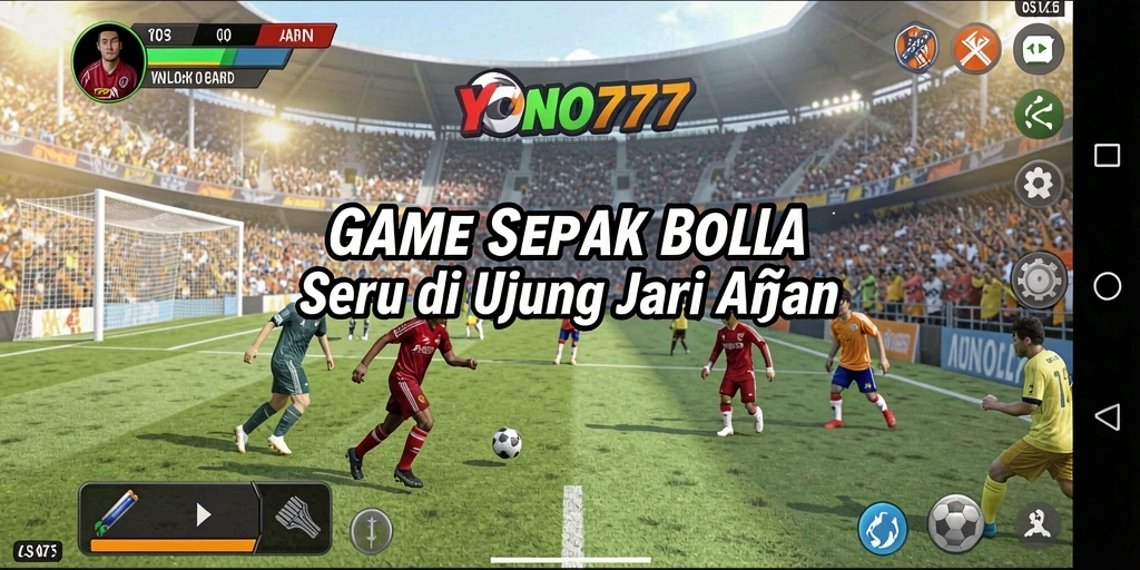 Screenshot YONO777 yang menunjukkan aksi gameplay sepak bola yang menegangkan.